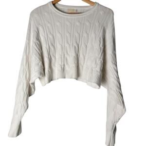 Dreamers by Debut White Cropped Sweater M/L Soft Stretchy Cozy Holiday Capsule‎